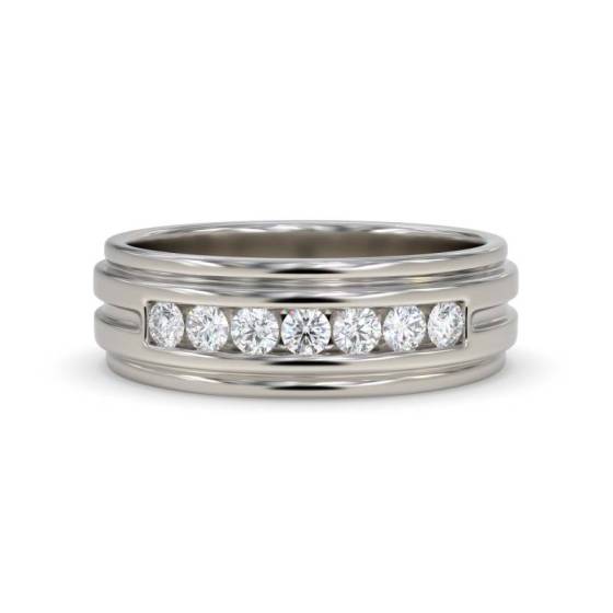6.5mm Mens Round Diamond Ring
