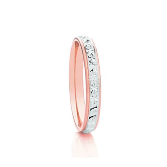 3mm Two Tone Patterned Wedding Ring