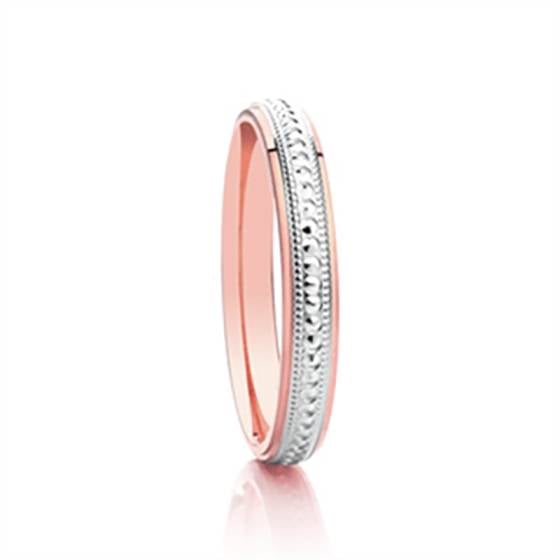 3mm Two Tone Patterned Wedding Ring
