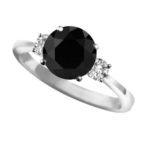 3 Stone Black Diamond Ring