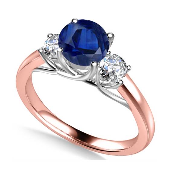 Elegant Blue Sapphire and Diamond Trilogy Ring
