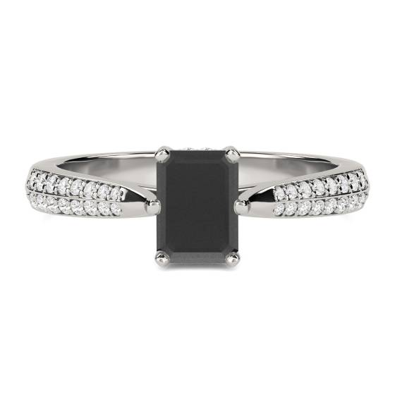 Black Diamond Shoulder Set Ring