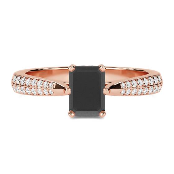 Black Diamond Shoulder Set Ring