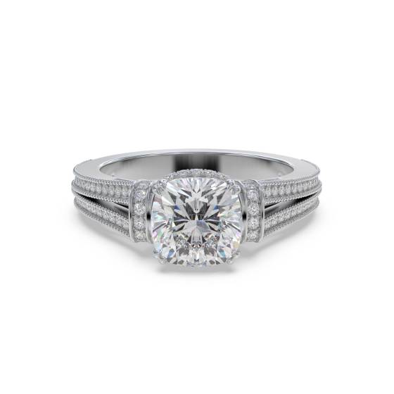 Ribbon Cushion Diamond Vintage Ring