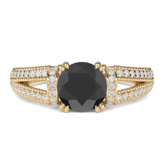 Black Diamond Shoulder Set Ring