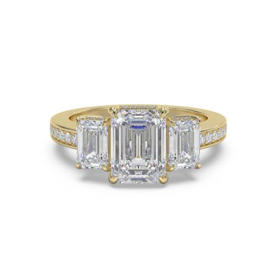 Emerald Diamond Trilogy Engagement Ring