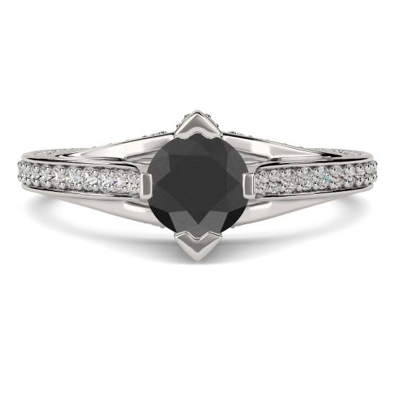 Black Diamond Shoulder Set Ring