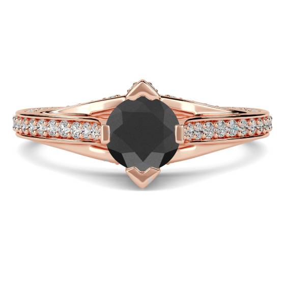Black Diamond Shoulder Set Ring
