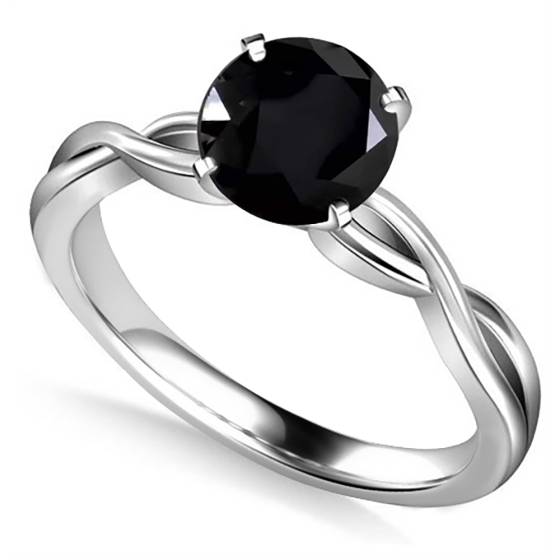 Round Black Diamond Solitaire Ring