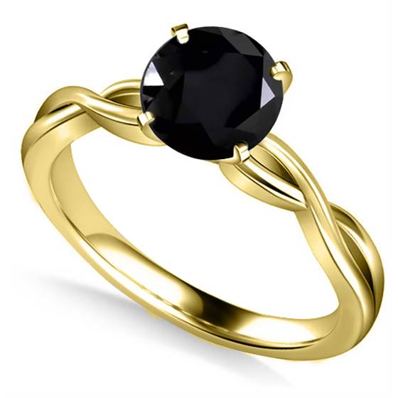 Round Black Diamond Solitaire Ring