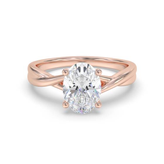 Modern Intertwined Oval Diamond Engagement Ring