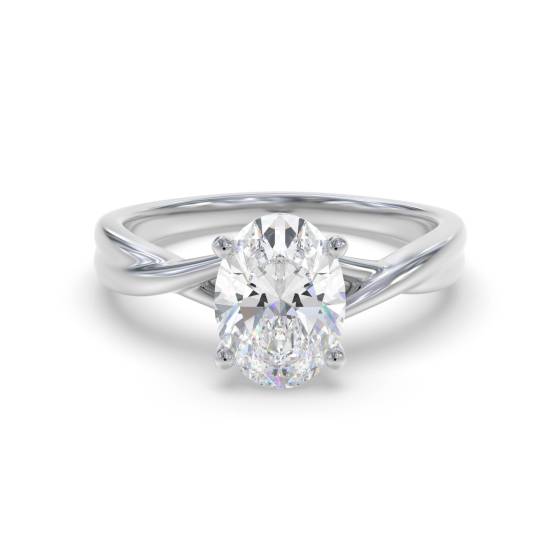 Modern Intertwined Oval Diamond Engagement Ring