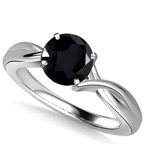Round Black Diamond Solitaire Ring