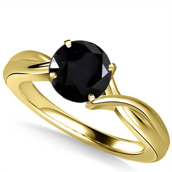 Round Black Diamond Solitaire Ring