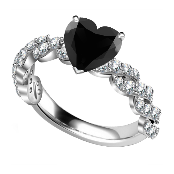 Black Diamond Shoulder Set Ring