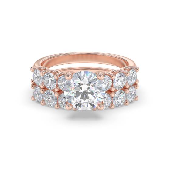 Round Diamond Shoulder Set Ring With Matching Band