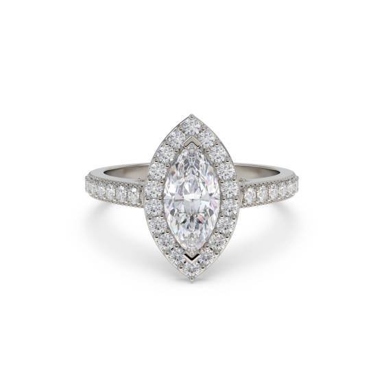 Marquise Diamond Single Halo Shoulder Set Ring