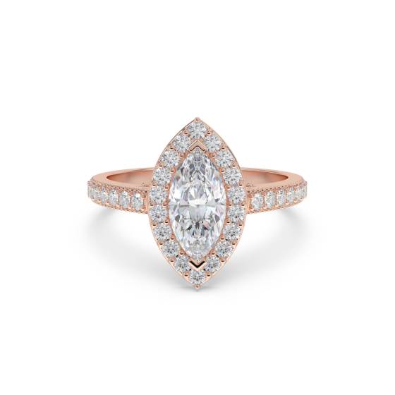 Marquise Diamond Single Halo Shoulder Set Ring