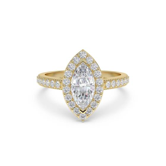Marquise Diamond Single Halo Shoulder Set Ring