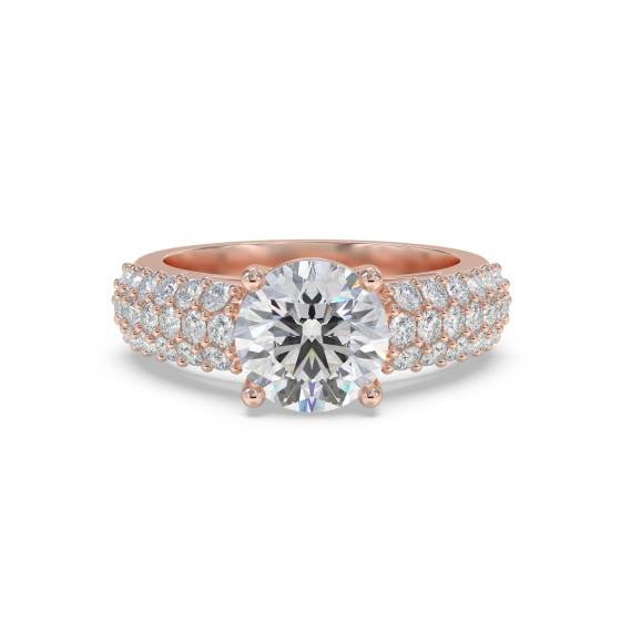 Three Row Round Diamond Vintage Ring