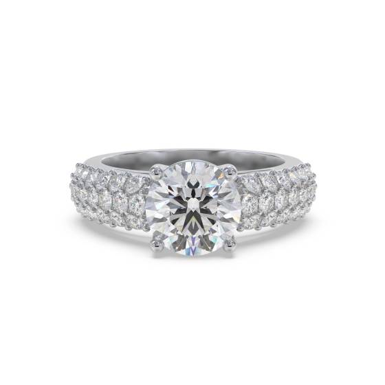 Three Row Round Diamond Vintage Ring