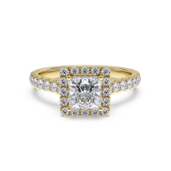 Princess Diamond Single Halo Shoulder Set Ring