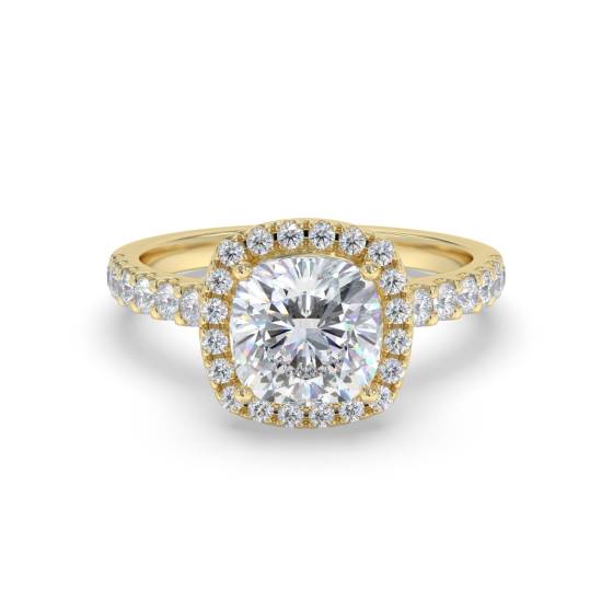 Cushion Diamond Single Halo Shoulder Set Ring