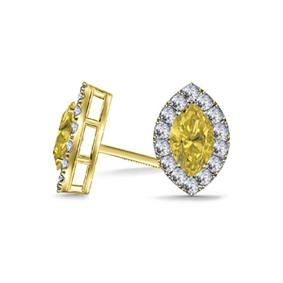Fancy Yellow Marquise Diamond Halo Earrings