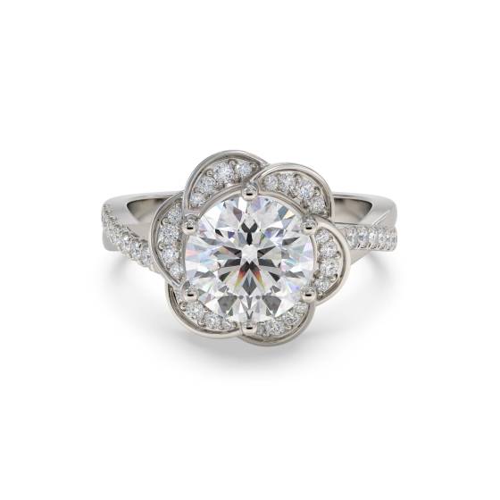 Floral Halo Round Diamond Infinity Ring