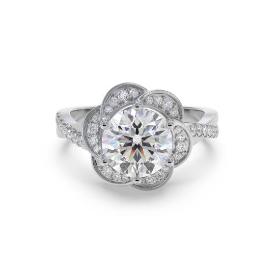 Floral Halo Round Diamond Infinity Ring