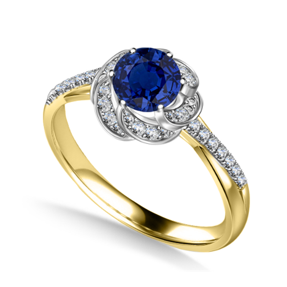 Floral Halo Blue Sapphire Infinity Ring