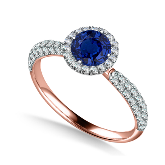 Round Blue Sapphire and Diamond Ring