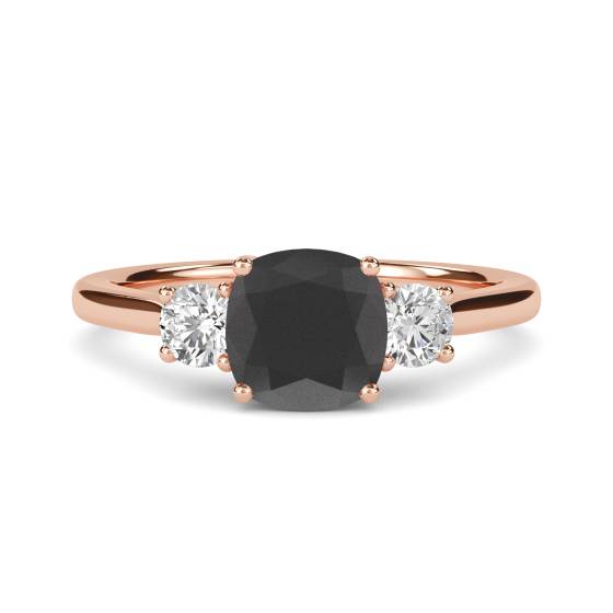 Round Black Diamond Trilogy Ring