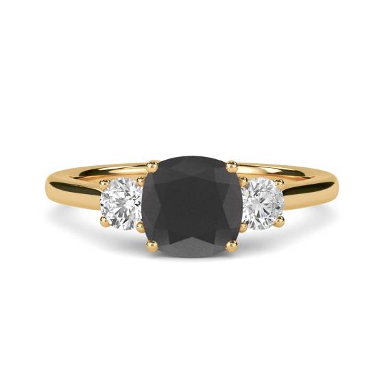 Round Black Diamond Trilogy Ring