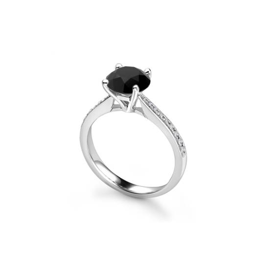 Black Diamond Shoulder Set Ring