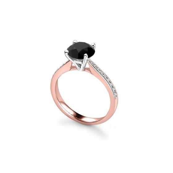 Black Diamond Shoulder Set Ring