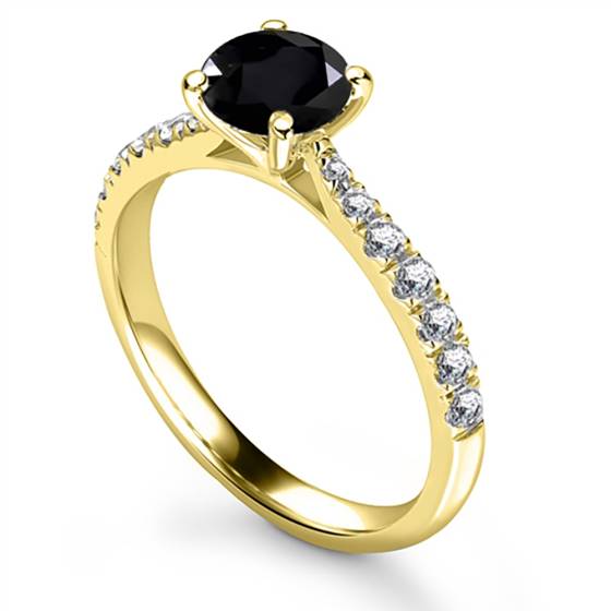 Round Black Diamond Shoulder Set Ring