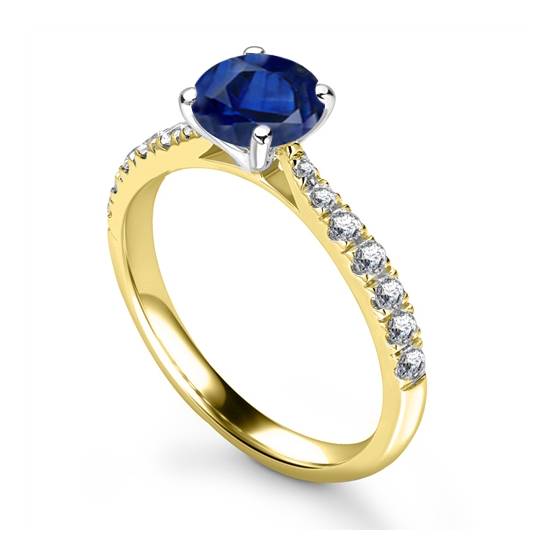Round Blue Sapphire and Diamond Ring