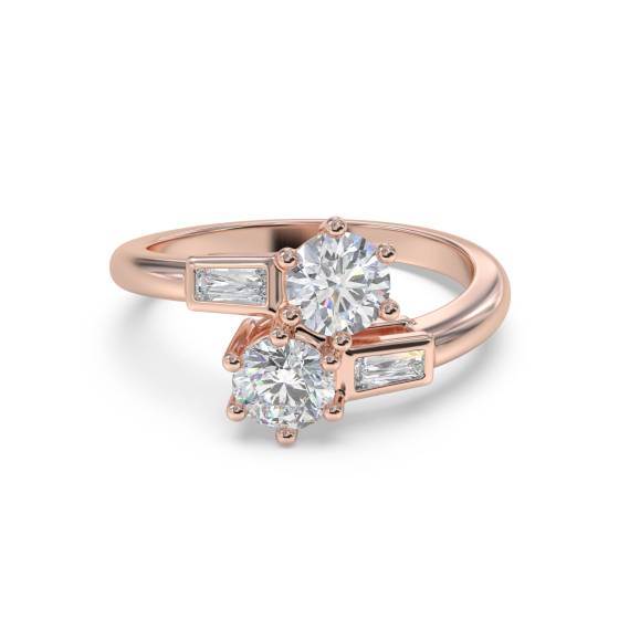 Two Stone Round Diamond Shoulder Set Ring