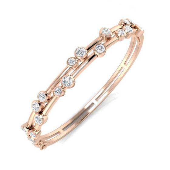 Double Row Round Diamond Set Bezel Bangle
