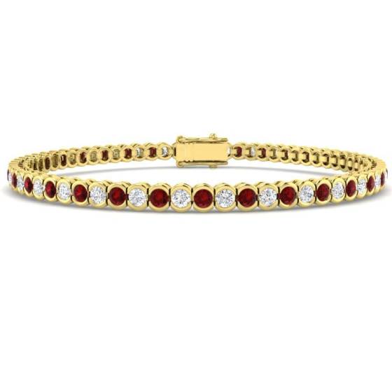 Round Cut Ruby Gemstone Bracelet