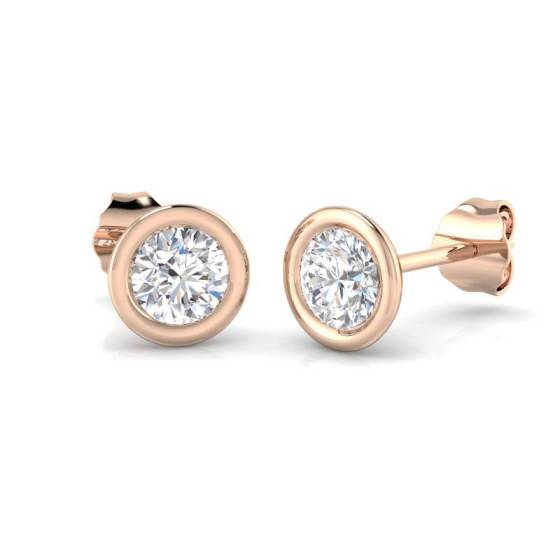 Round Diamond Bezel Set Stud Earrings