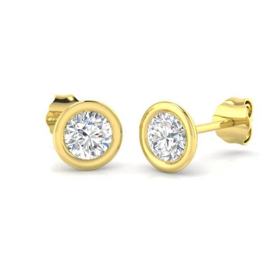 Round Diamond Bezel Set Stud Earrings