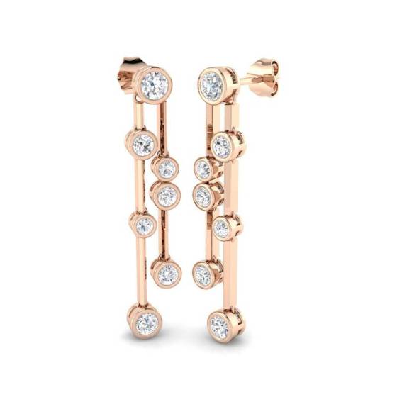 Round Diamond Drop Earrings