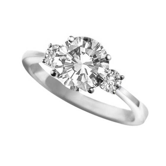 0.75ct VS/F-G Unique Round Natural Diamond Trilogy Ring