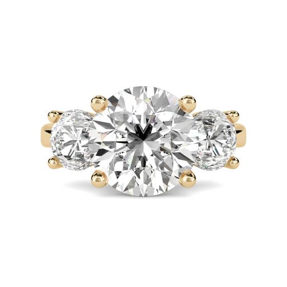 0.75ct SI/F-G Unique Round Natural Diamond Trilogy Ring