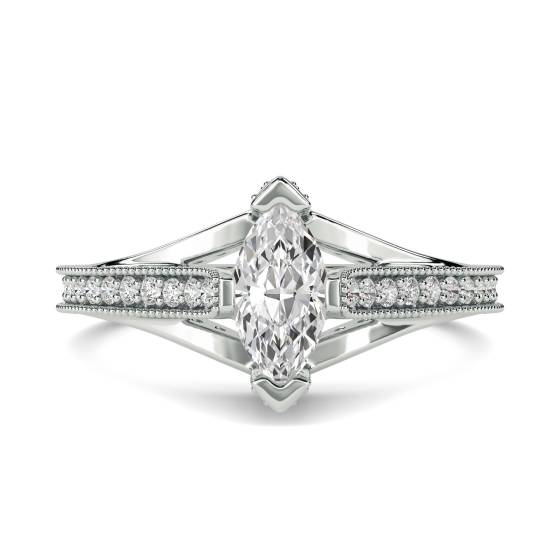 1.00ct VS2/F Marquise Natural Diamond Designer Vintage Ring