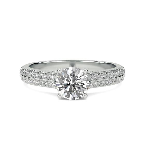 1.00ct VS2/F Classic Round Natural Diamond Vintage Ring