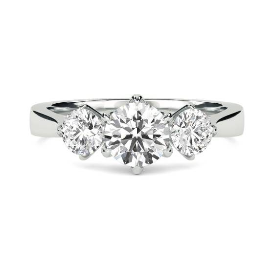 0.50ct SI2/F-G Elegant Round Natural Diamond Trilogy Ring