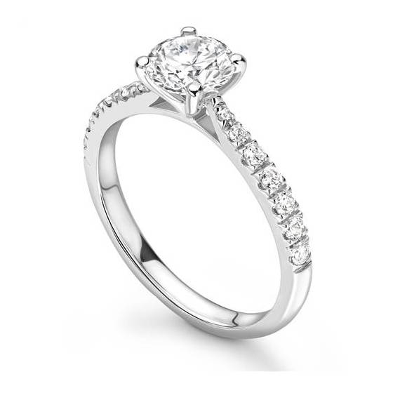 1.20ct VVS2/D Lab Grown Round Diamond Shoulder Set Diamond Engagement Ring